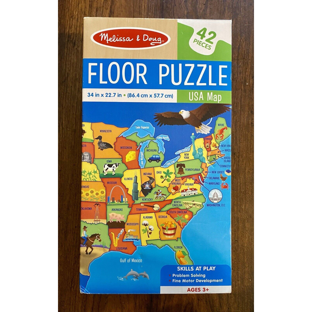 Melissa & Doug 42 Large Piece USA Map Floor Puzzle Ages 3+ 34" x 22.7"